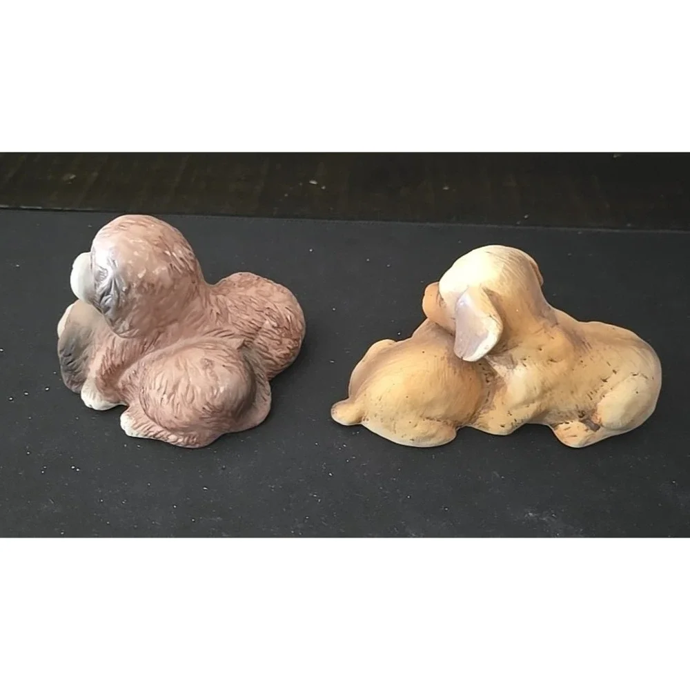 Pair of Puppy Dogs Puppies Porcelain Figurines - cute animal figures